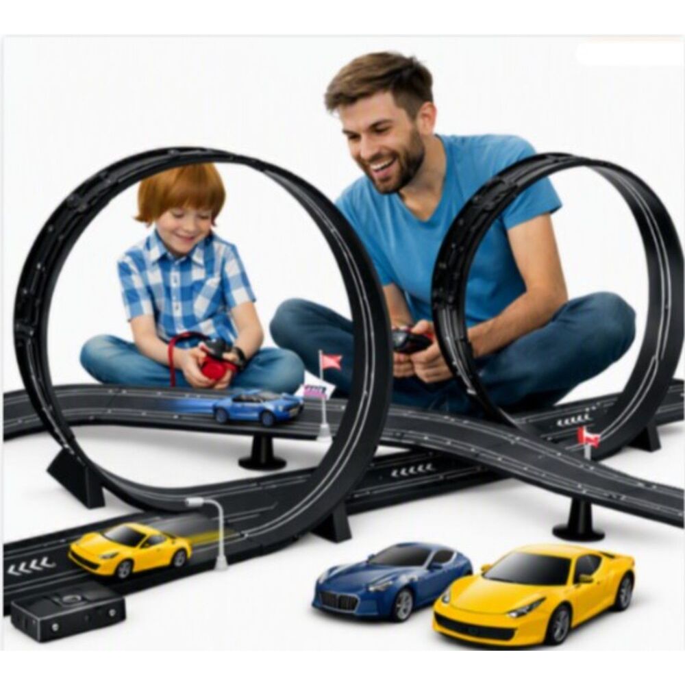 Slot  Rail Car Race TGB Pacific Parallel Looping rack Set 2 Electric Cars Toy